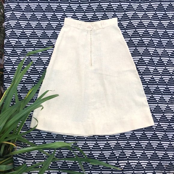 vtg Linen A-line skirt - Picture 8 of 14